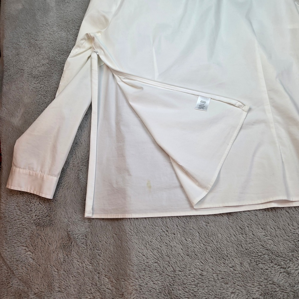 Talbots Pearl Neck Blouse Womens L White Long‎ Sleeve Side Zip CN2806 - Picture 5 of 10